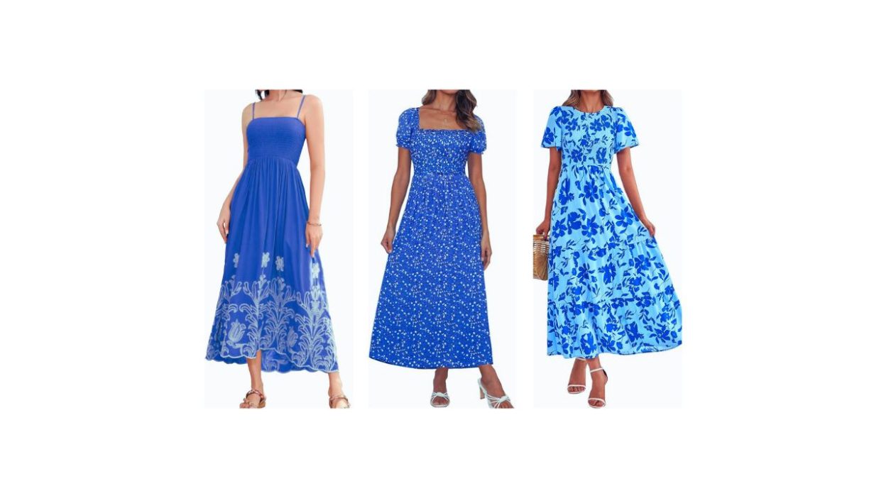 Leanna Blue Flower Embroidered Maxi Dress, OfferPetal, Offer Petal