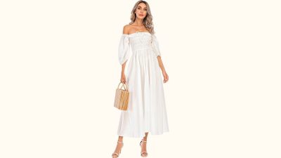 R.Vivimos Women Summer Half Sleeve Cotton White Tulle Dress, OfferPetal